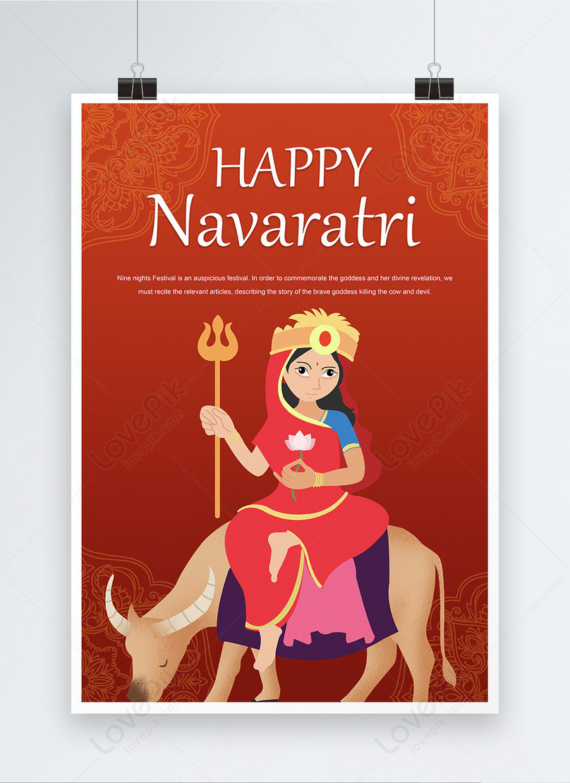 Cartoon happy navratri celebrate poster template image_picture free  download 