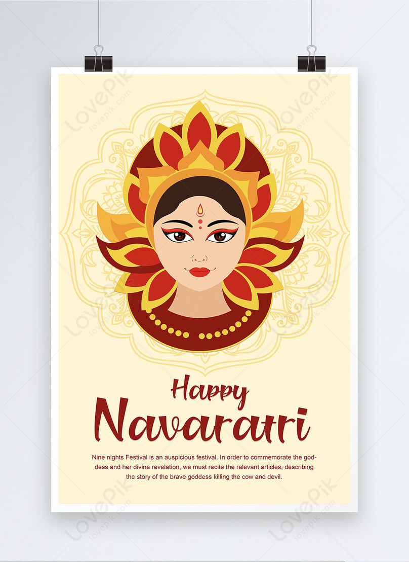 Happy navratri with goddess durga poster template image_picture ...