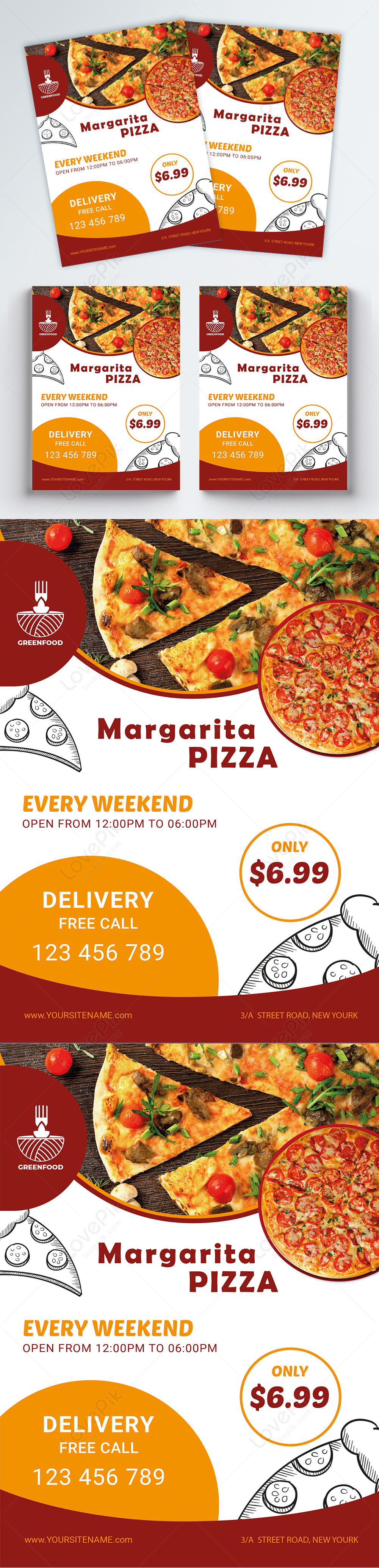 Yellow And Red Pizza Flyer Template Image Picture Free Download Lovepik Com