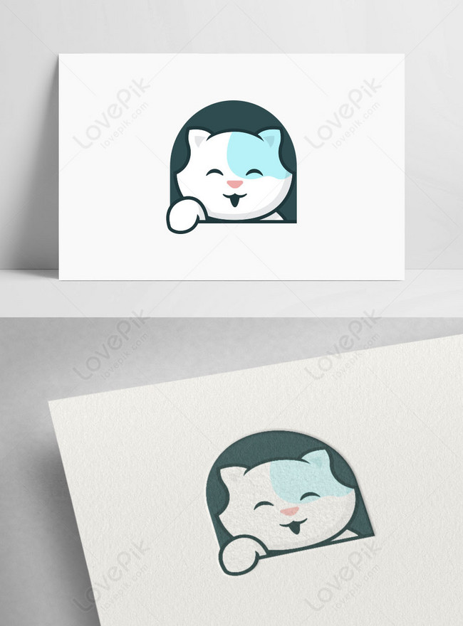 Mẫu Logo Mèo Con Dễ Thương Mỉm Cười Với Thiết Kế Chuyên Nghiệp