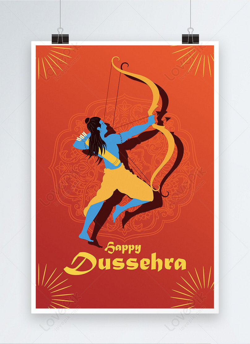 Red happy dussehra with rama poster template image_picture free ...