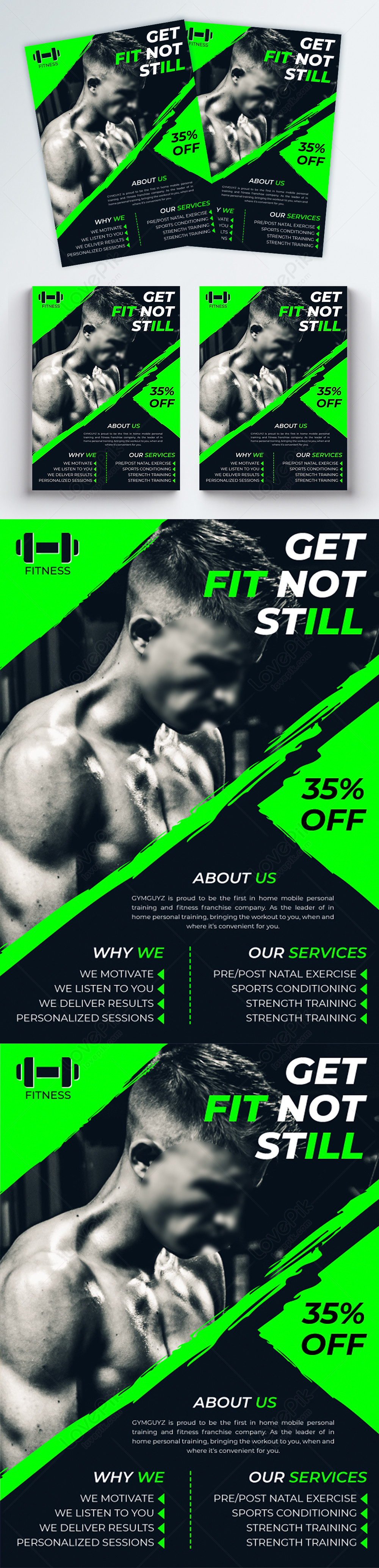 Green Creative Fitness Gym Flyer Template Image Picture Free Download Lovepik Com