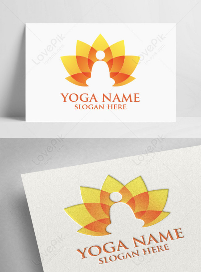 Mẫu Logo Yoga Và Hoa Sen Màu Vàng Với Thiết Kế Chuyên Nghiệp