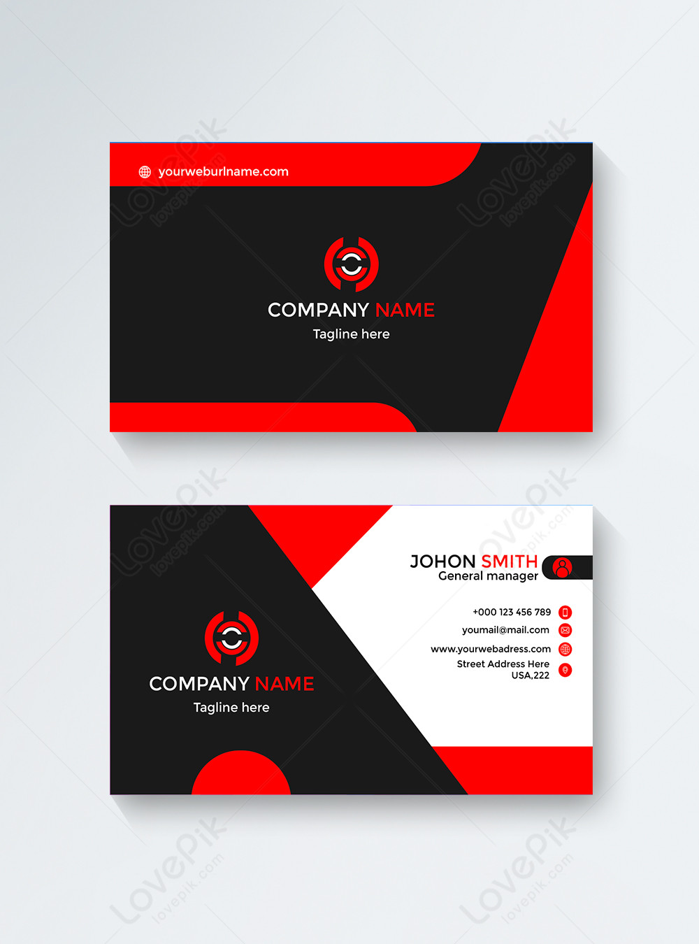 Red and black business card template image_picture free download ...