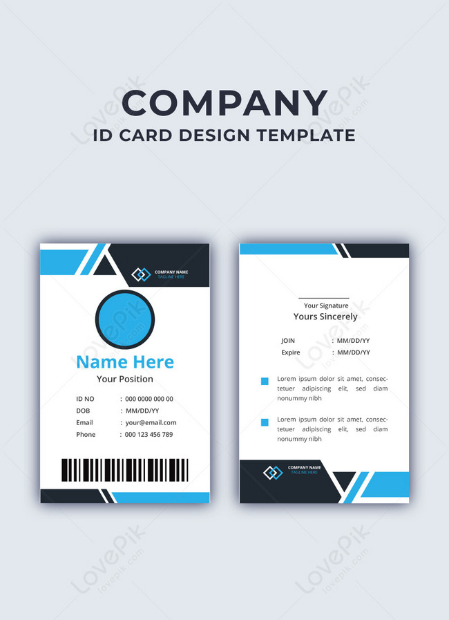 Blue and black id card template image_picture free download  