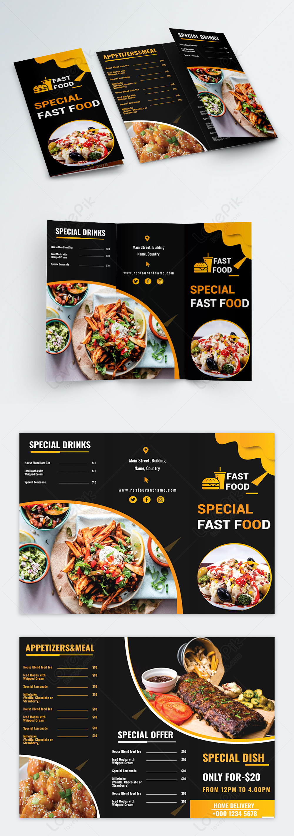 Special delicious fast food restaurant brochure template image_picture ...