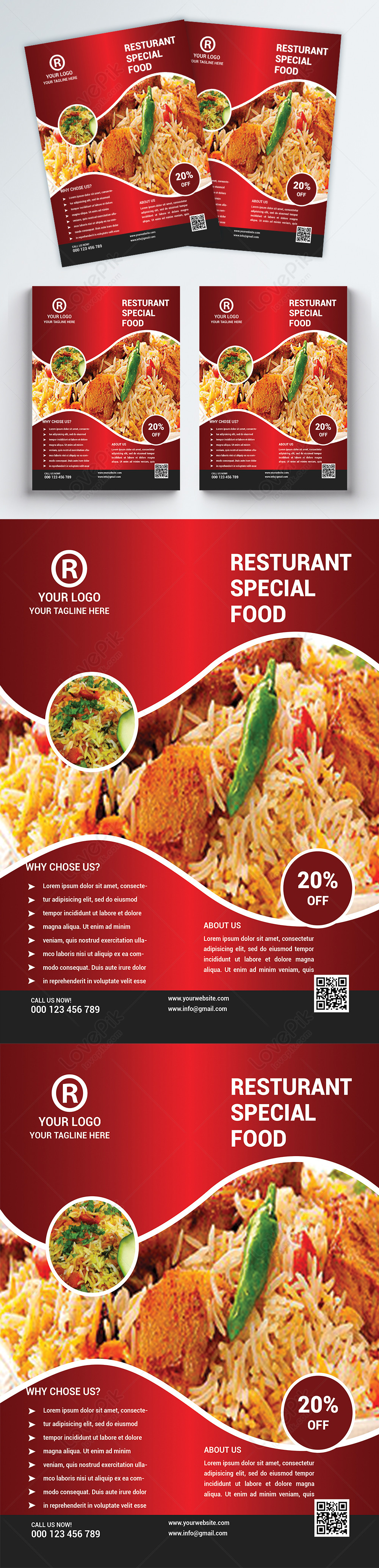 Red Concise Restaurant Food Promotion Flyer Template Image Picture Free Download Lovepik Com