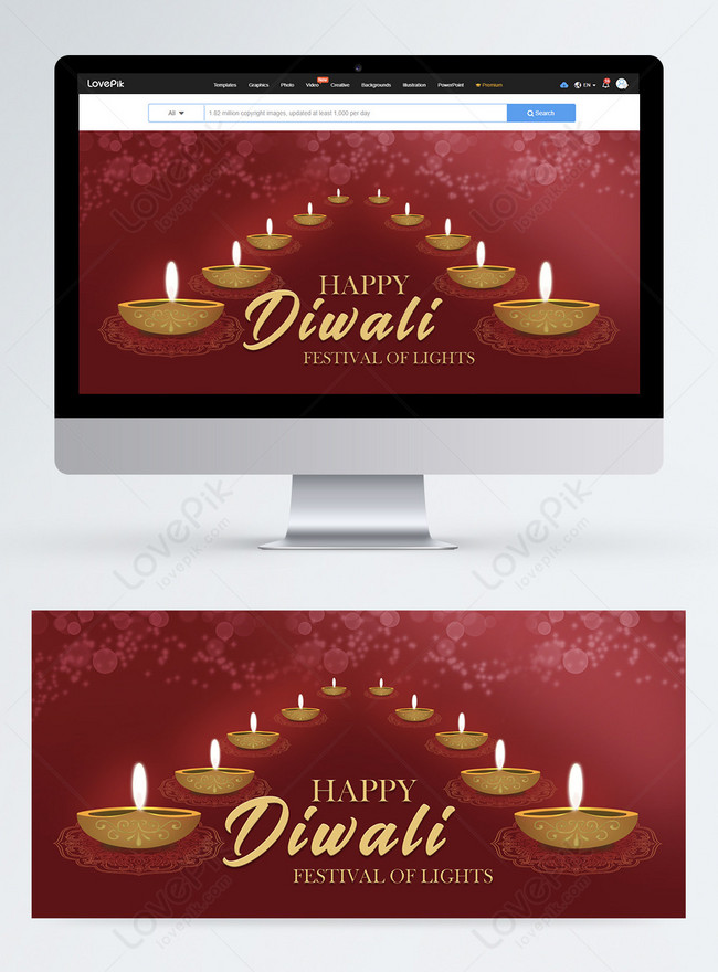 Brown diwali web banner background template image_picture free download  