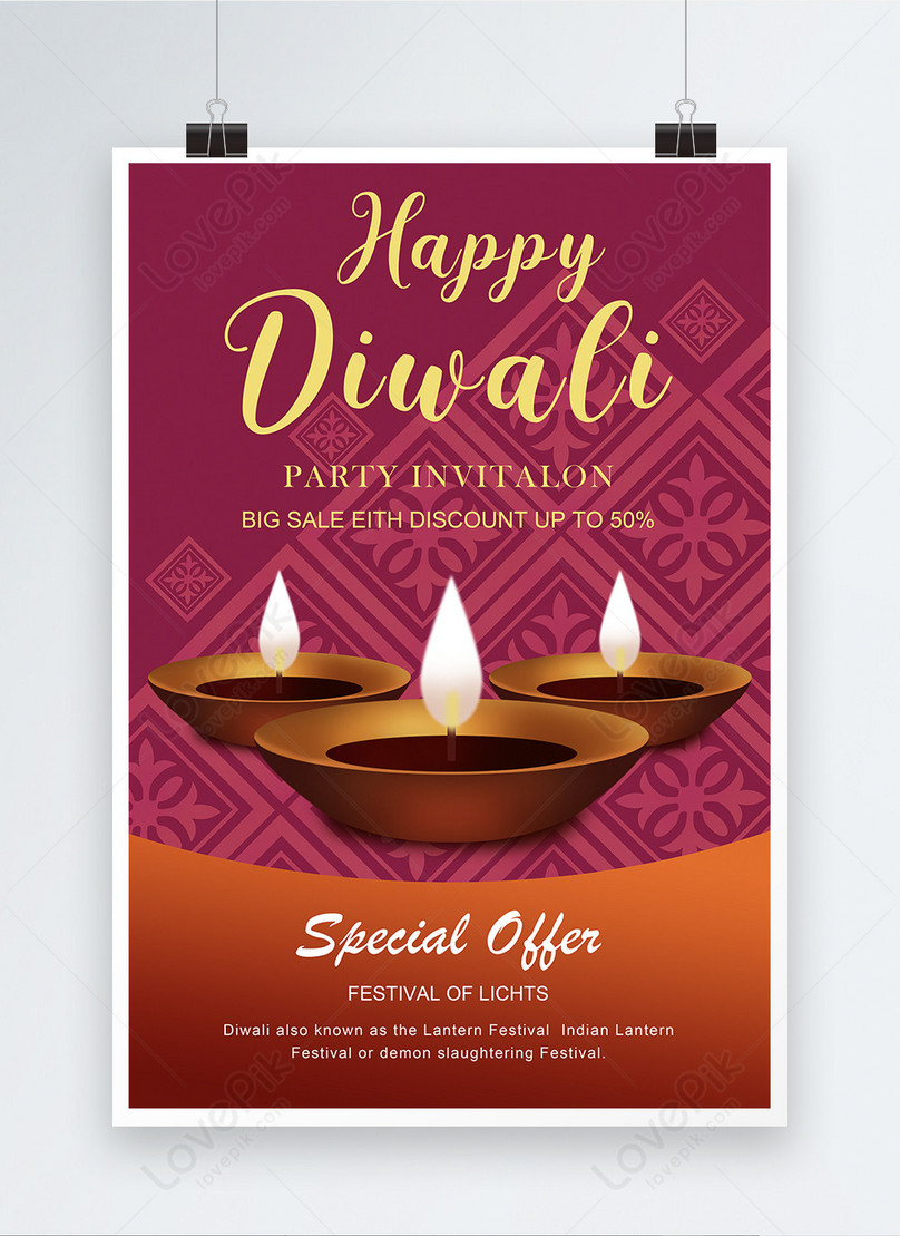 Happy diwali red poster template image_picture free download  