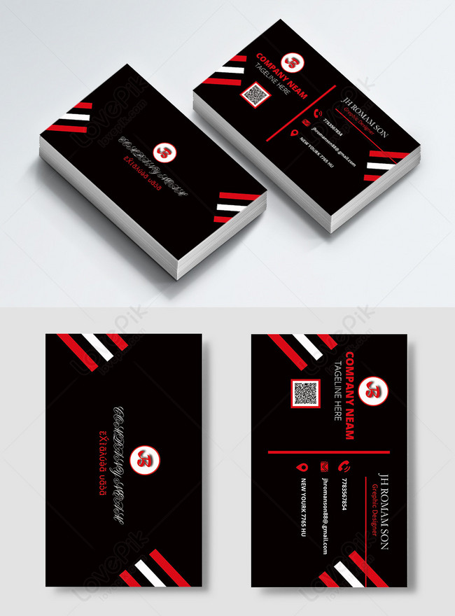Black Modern Business Card Template, business business card, corporate business card, company business card