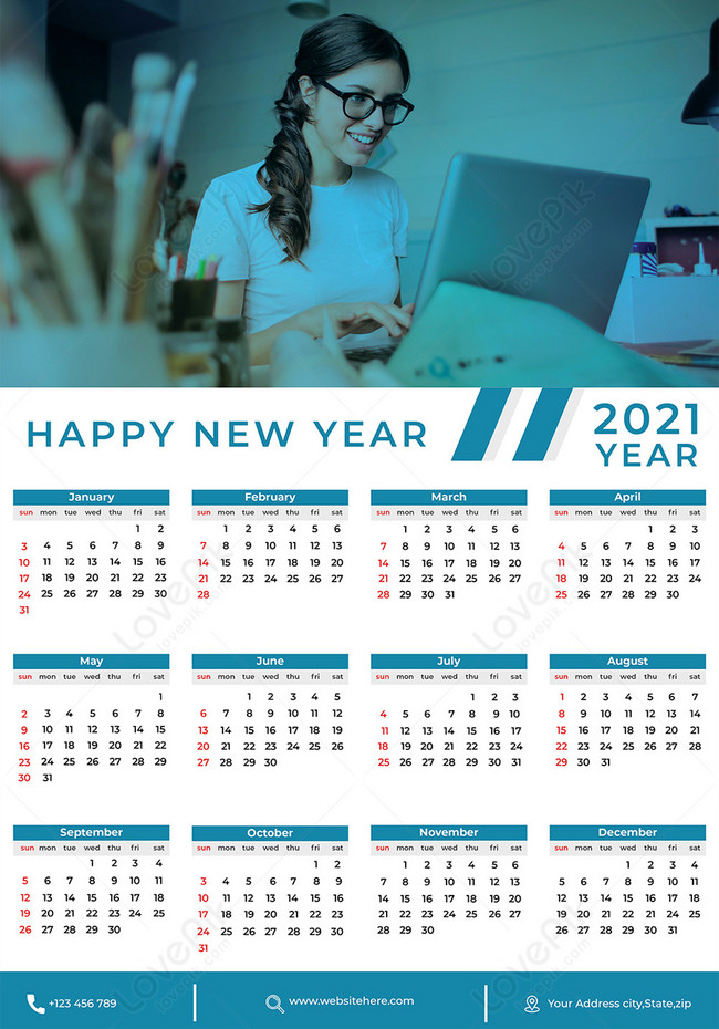 Latest concise 2021 wall calendar template image picture free