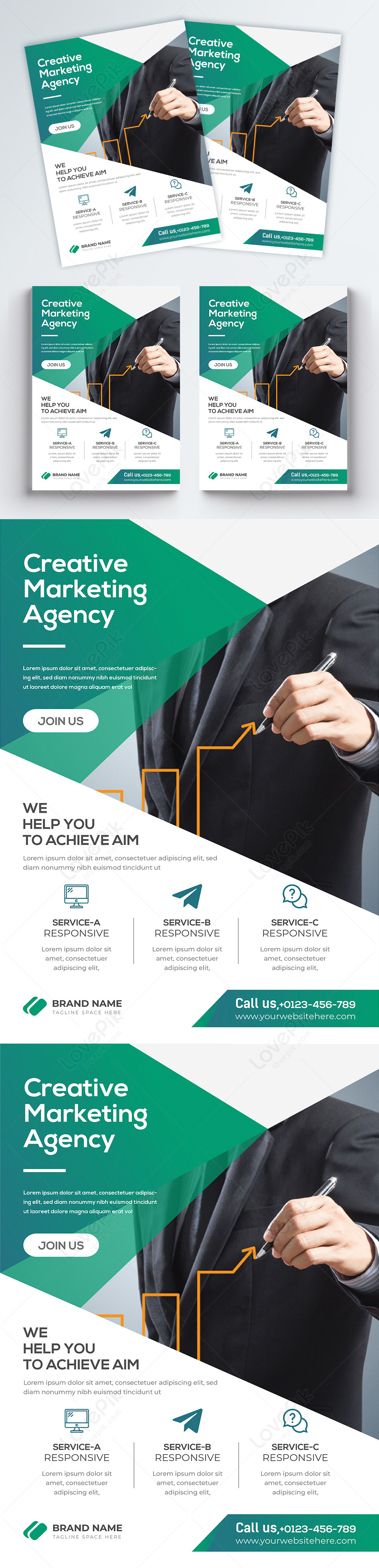 Green modern business marketing agency flyer template image_picture ...