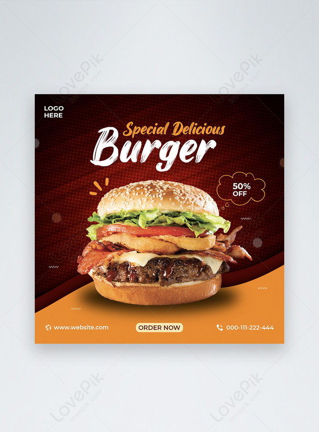 Oferta Especial Deliciosa Hamburguesa Publicación En Redes Sociales Descarga Plantilla De 