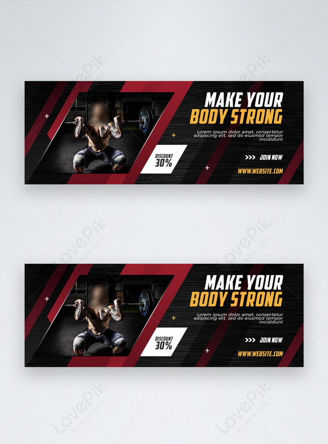 Black modern gym online ads facebook cover template image_picture free ...