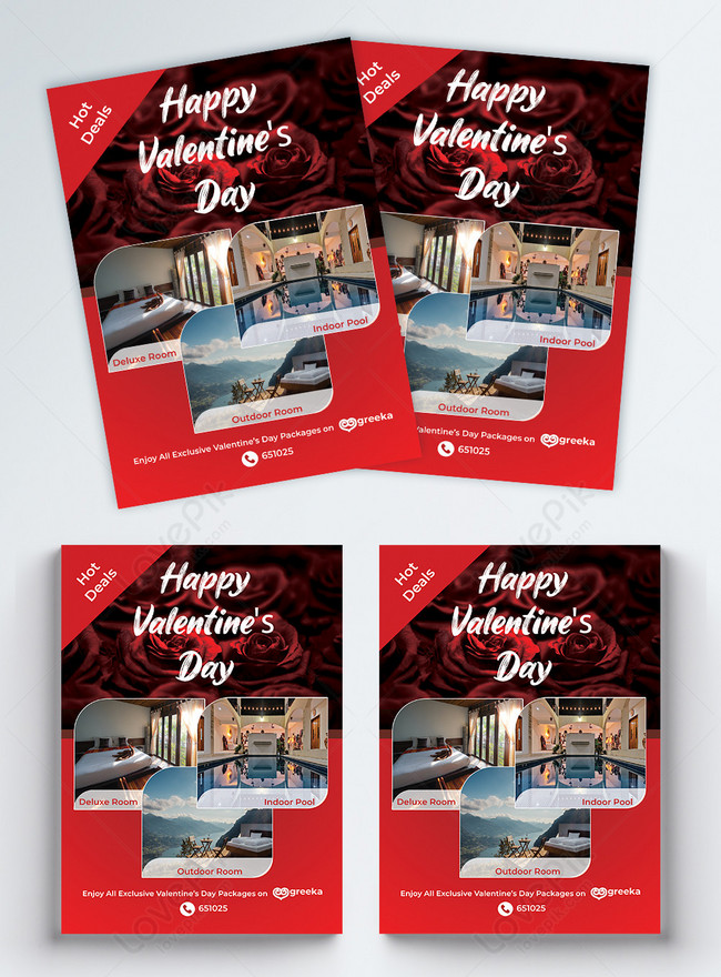 Valentines day hotel promotional flyer template image_picture free