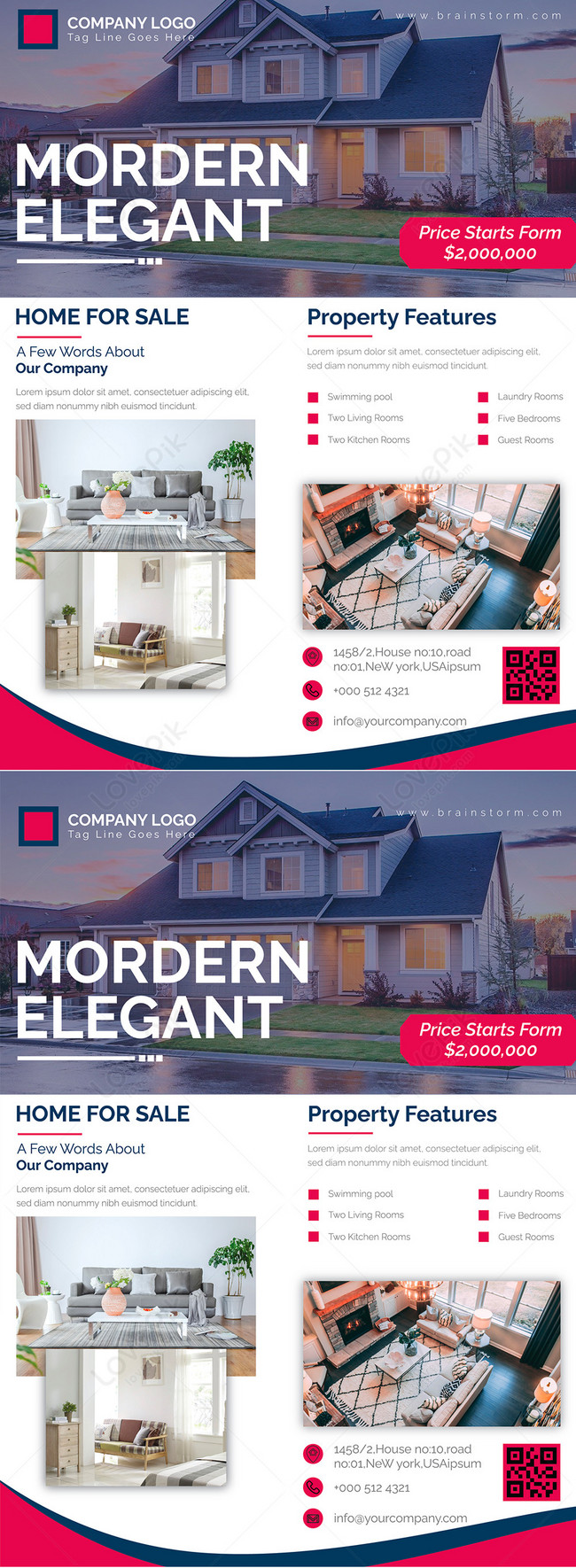 Red modern real estate home sale flyer template image_picture free In Home For Sale By Owner Flyer Template