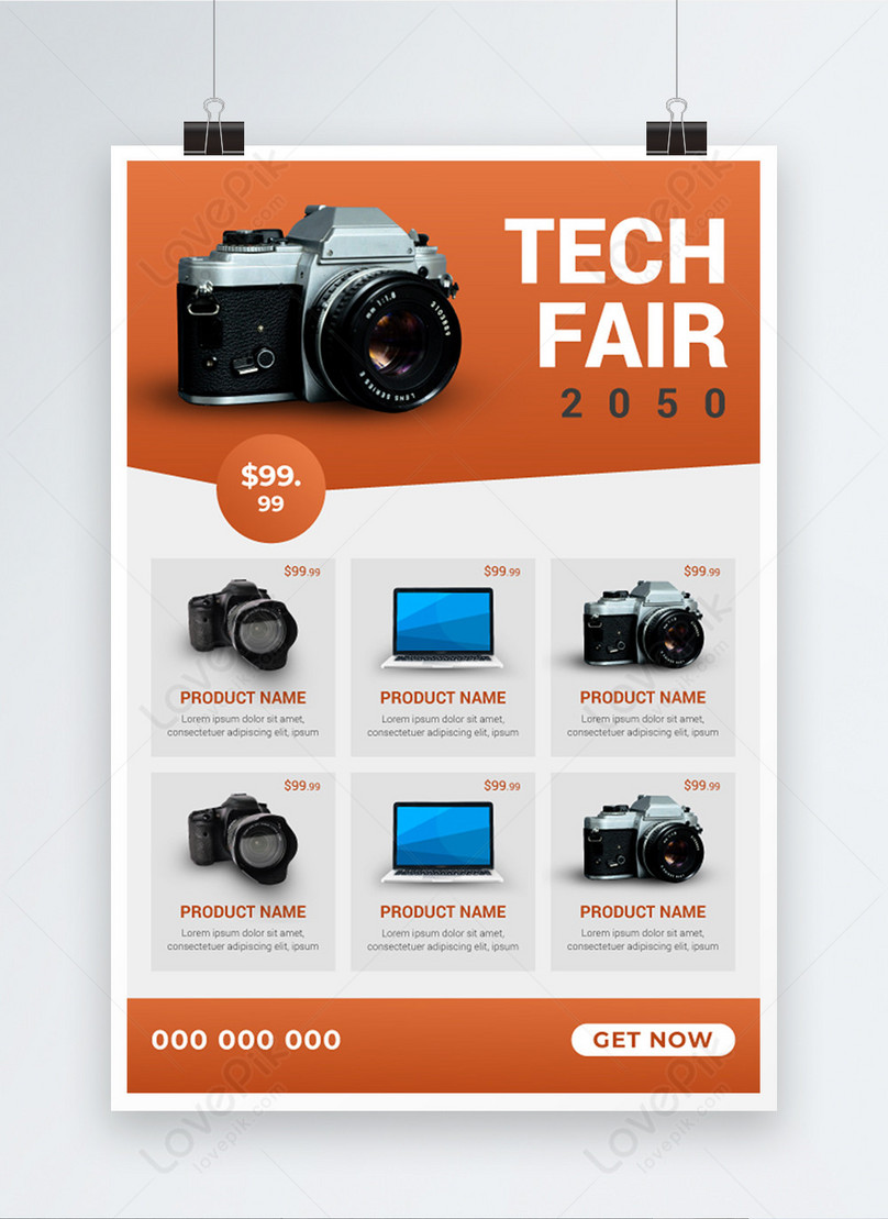 Oranje Promotie Poster Voor Elektronica Producten Afbeelding Gratis templates Downloaden Lovepik 450060896