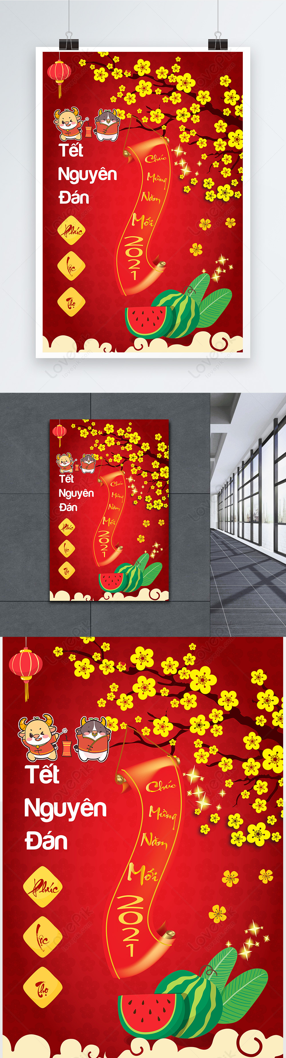 2021 vietnam lunar new year celebration poster template image_picture