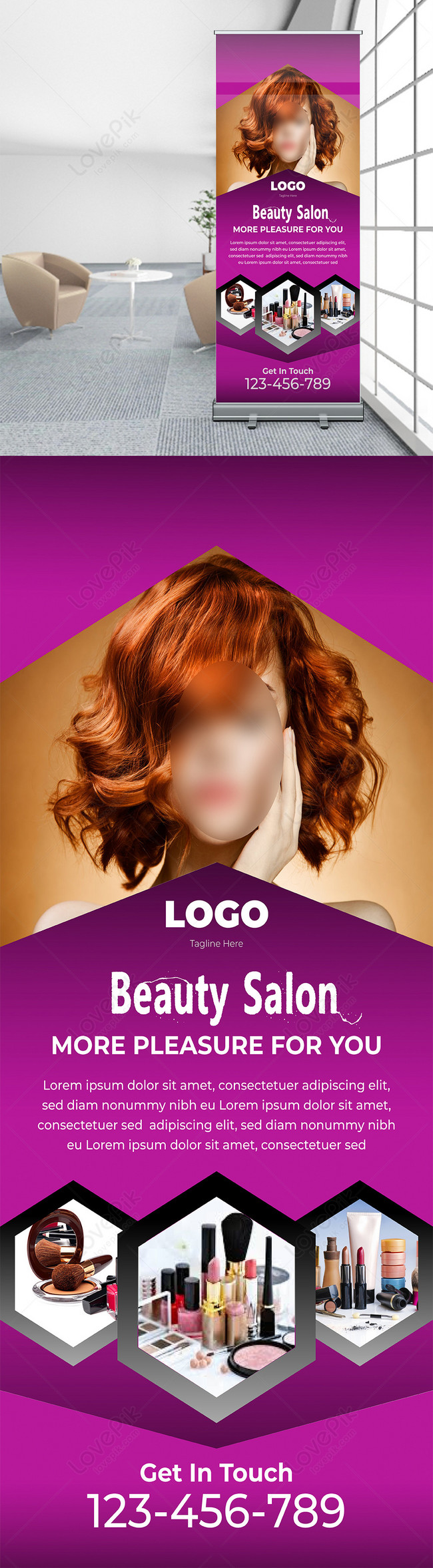 Stylish beauty salon rollup banner template image_picture free download  