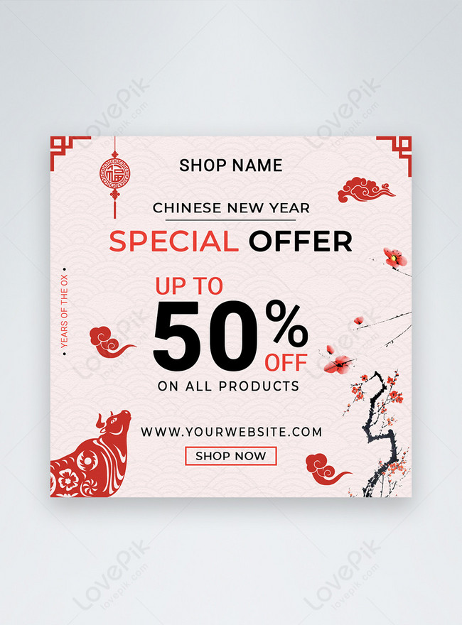 Premium PSD  Happy chinese new year banner social media instagram post