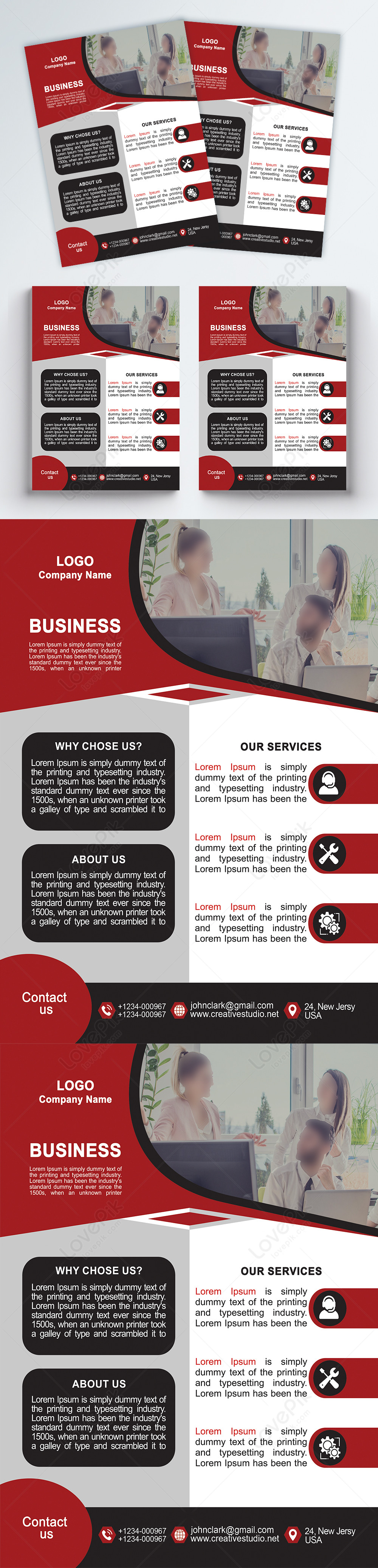 Elegant red company business introduction flyer template image_picture ...