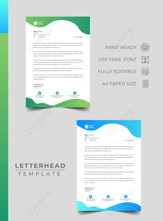 Green and blue corporate letterhead template image_picture free download  
