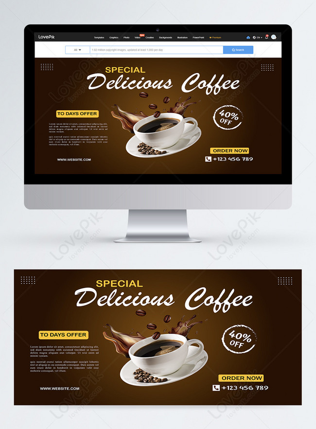 Coffee Shop Web Banner Template, coffee banner design, shop banner design, discount banner design