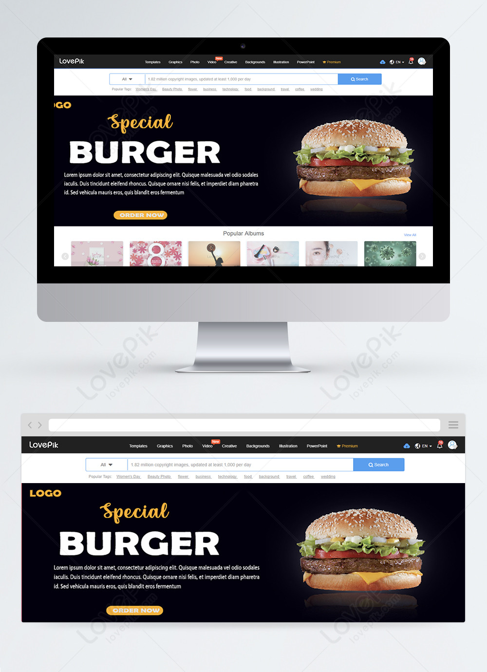 Có một trang web burger thông thường khiến bạn cảm thấy khó chịu? Với mẫu Banner Web Burger Food đẹp mắt và chuyên nghiệp của chúng tôi, bạn có thể dễ dàng thay đổi giao diện trang web của bạn và thu hút sự chú ý của khách hàng. Chỉ cần một vài thao tác đơn giản.