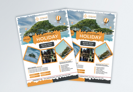 holiday travel and tour flyer vector, travel,  holiday, tourism template