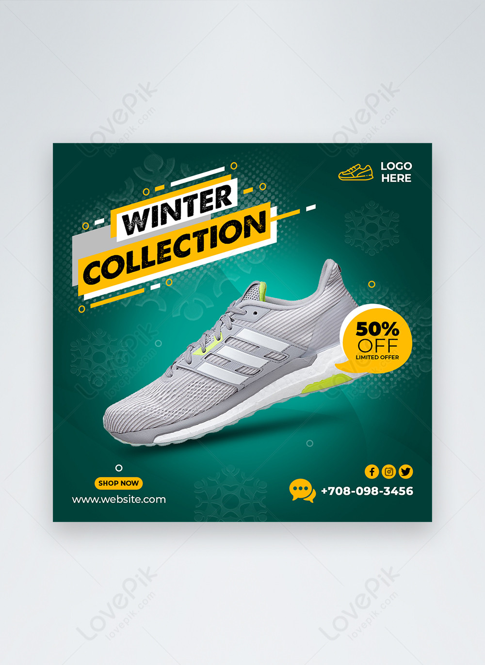 Winter collection fashion shoes social media post template