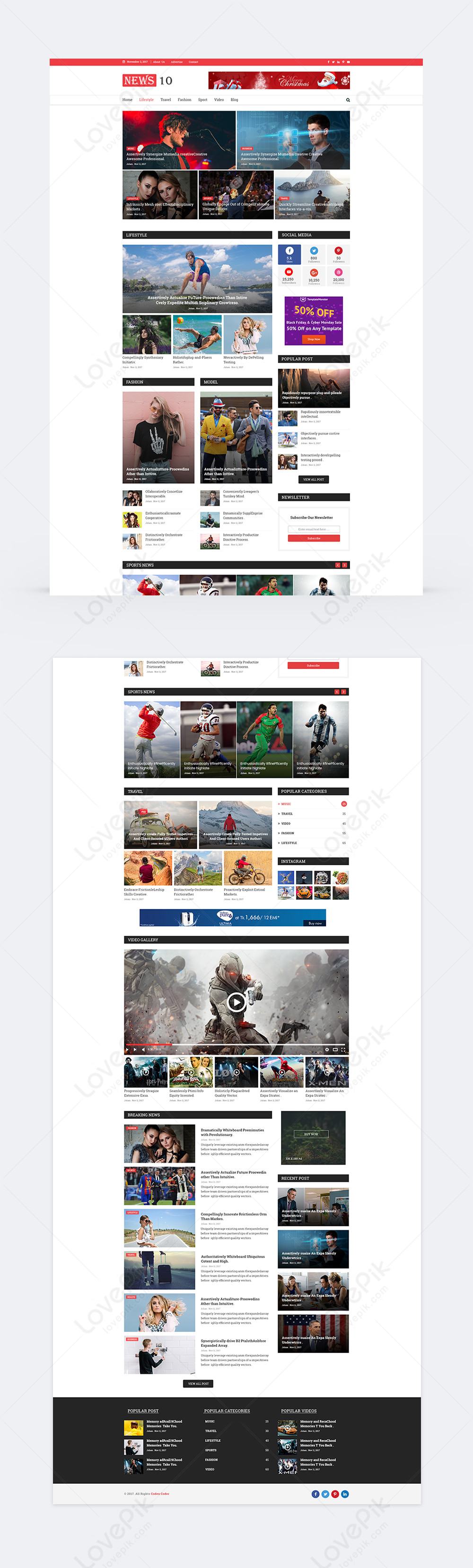 News magazine homepage ui design template image_picture free download ...