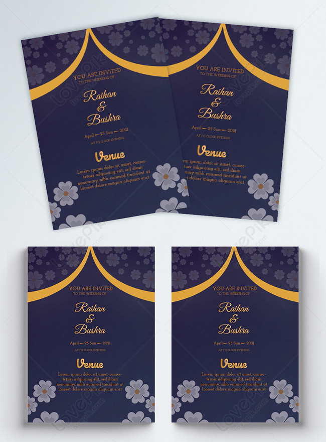 Floral wedding invitation card design dark background vector tem template  image_picture free download 