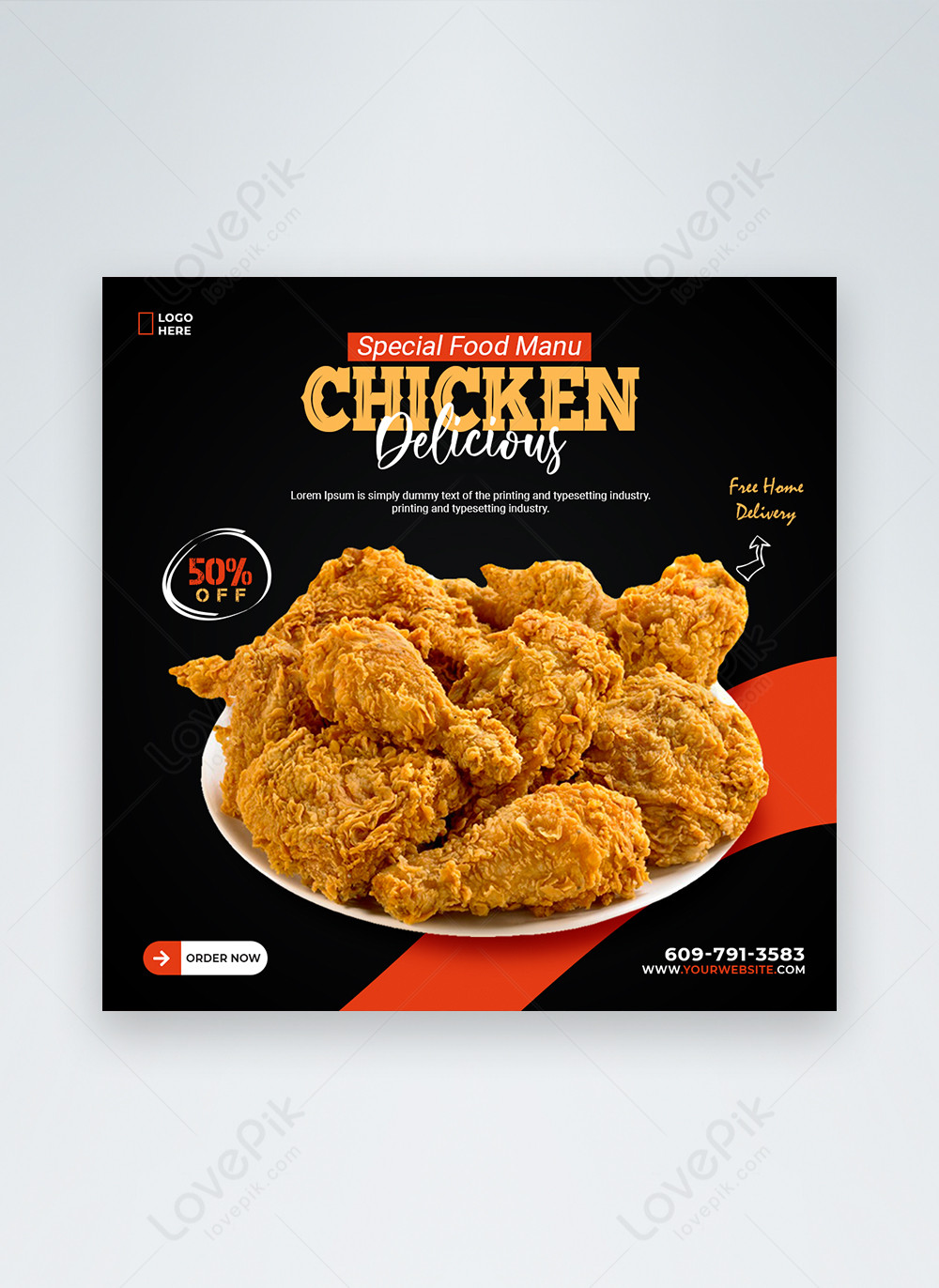 Fried Chicken Food Menu Social Media And Instagram Post Banner T Template Image Picture Free Download 450078892 Lovepik Com