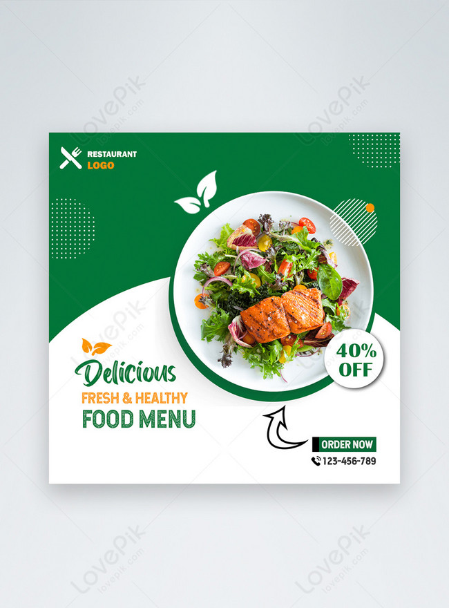 Fresh Healthy Food Social Media Poster Design Template, fresh healthy food social media poster design, instagram social media sale post, food social media banner post