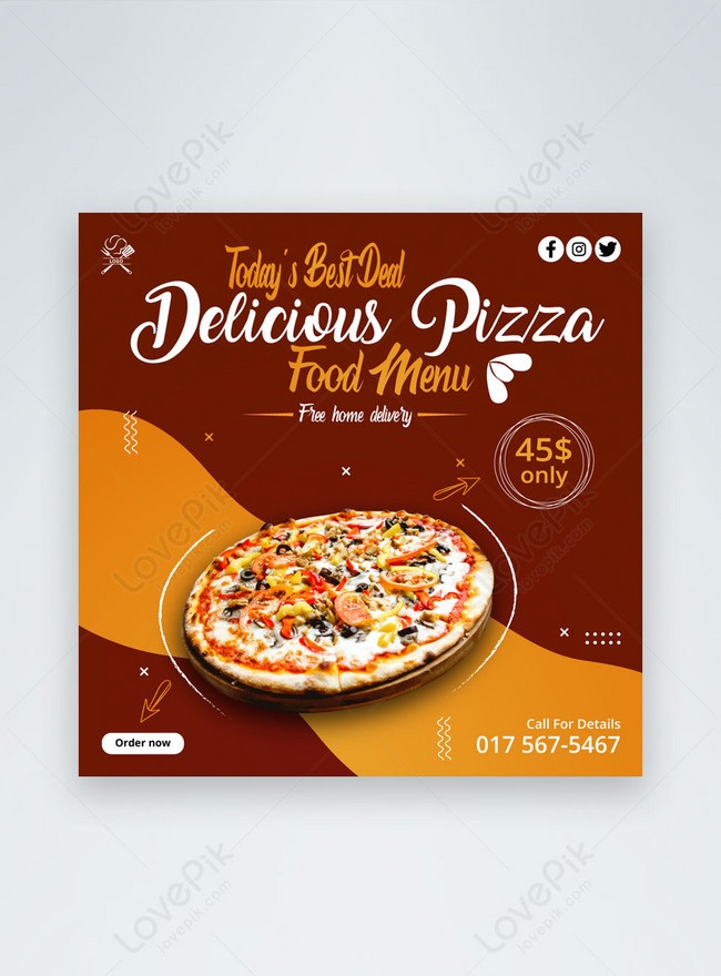 Pizza Banners Instagram Template, adroll templates, ads templates, bakery banner