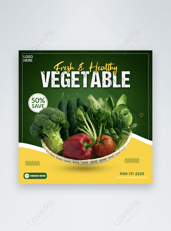 Fresh Vegetables Social Media Post Template, social media, social templates, media