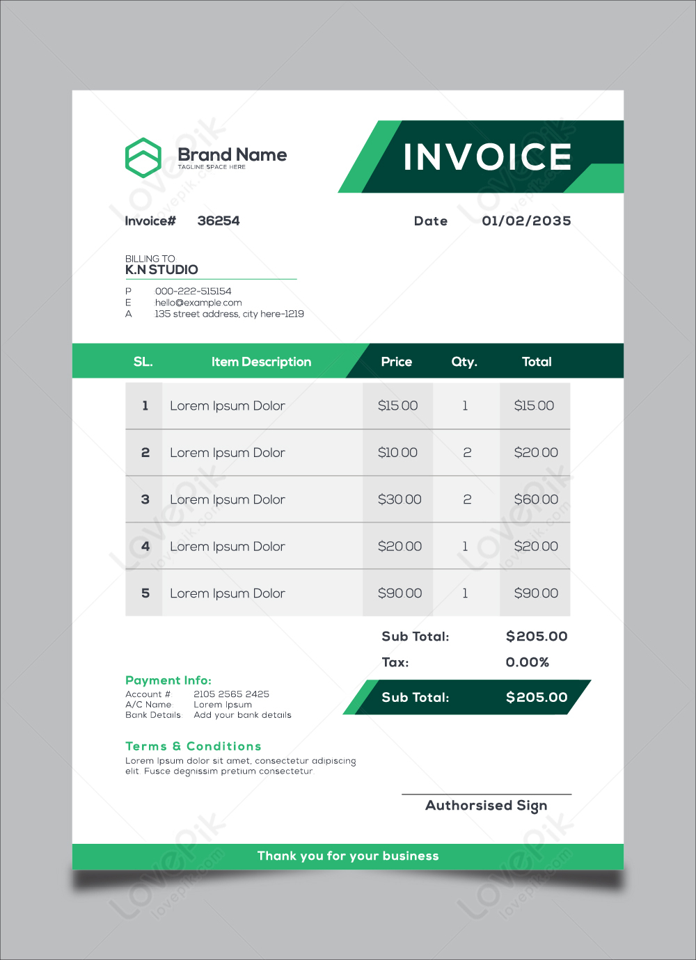 corporation professional modern invoice template