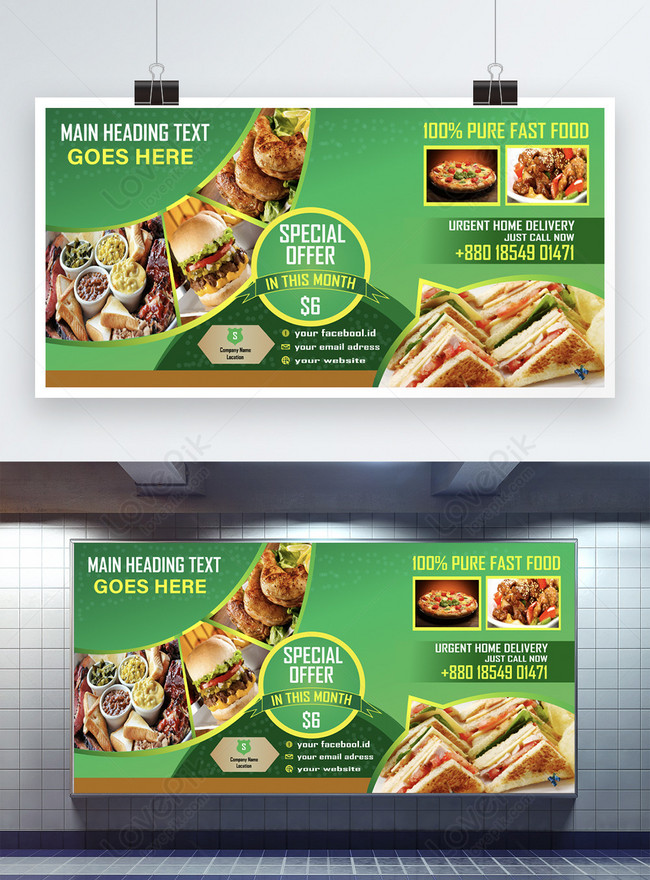 Food Web Banner Template, food banner design, billboard design banner design, template design banner design