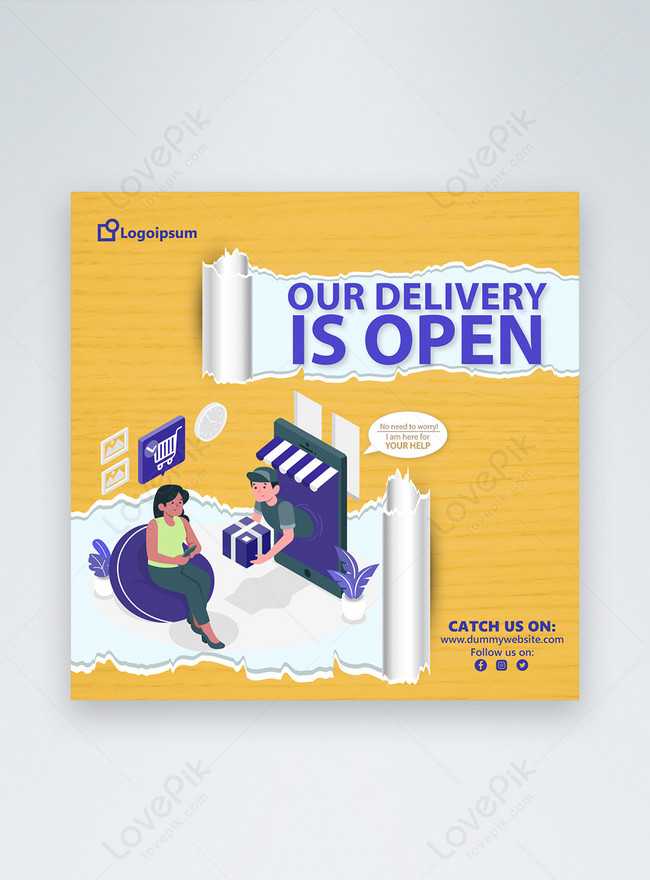 Online order delivery social media post template image_picture free  download 450087918_