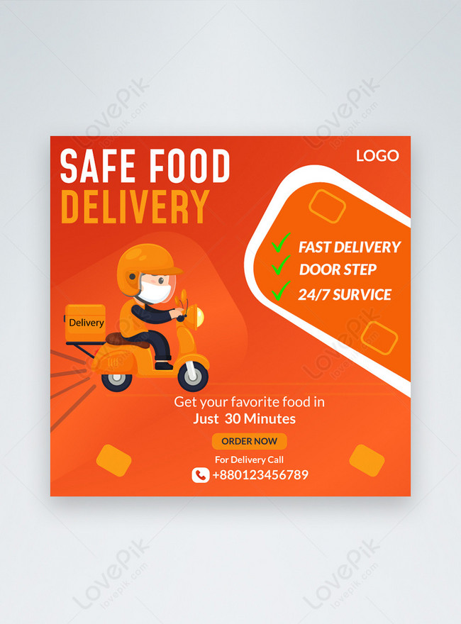 Online delivery social media post template image_picture free