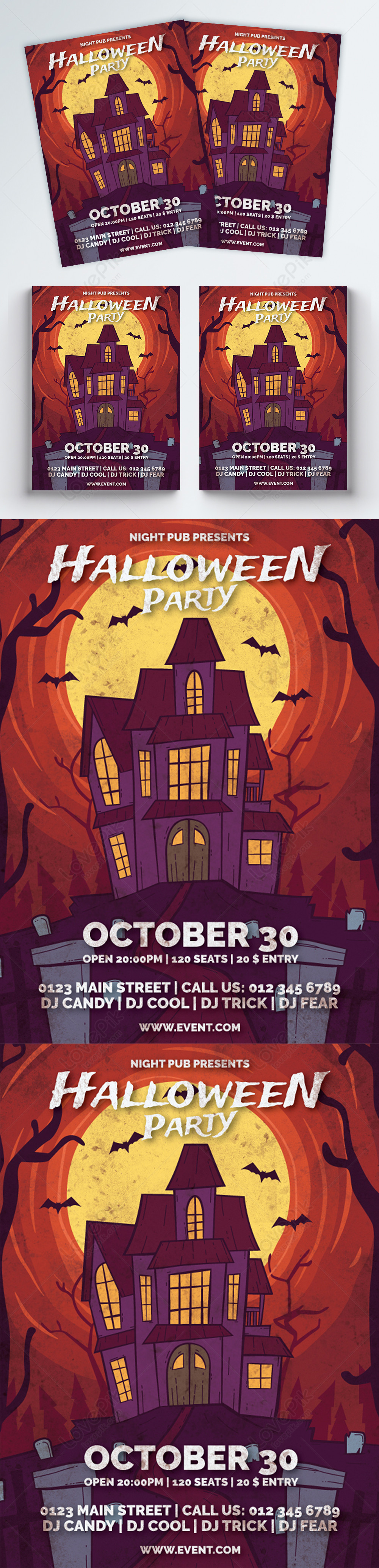 Halloween Party Flyer Template Image picture Free Download 450096280 