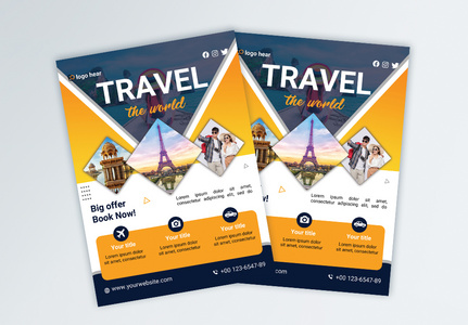 Travel Tours Flyer, advertising,  beach,  booking template