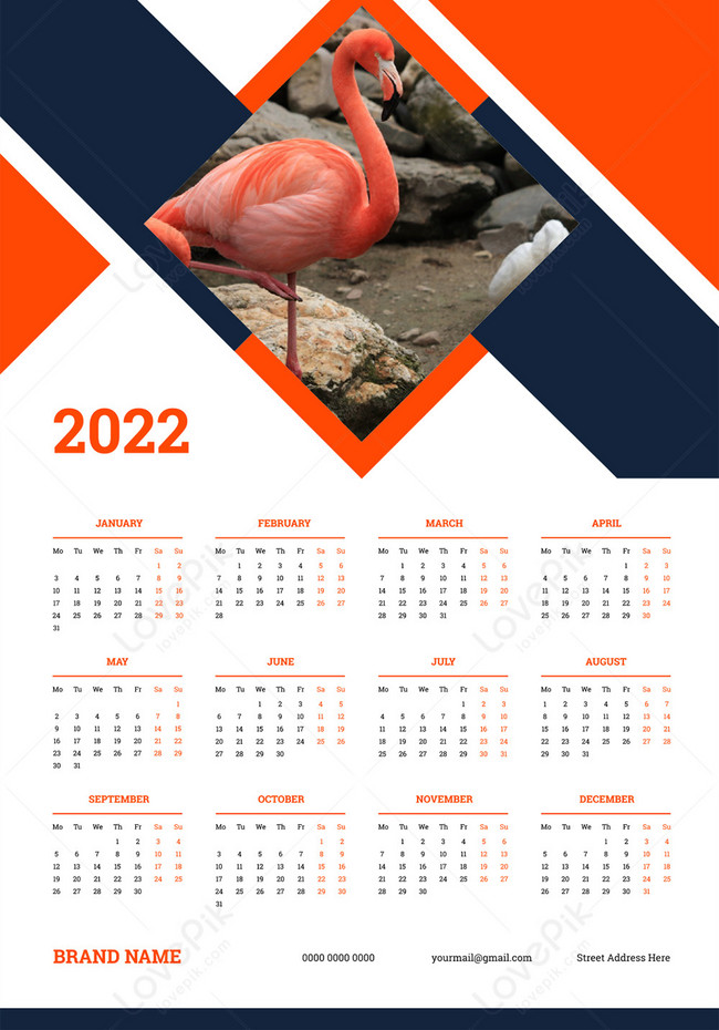 Modèle de conception de calendrier mensuel 2022