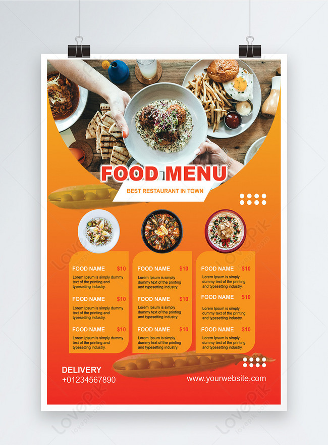 Best Restaurant In Town Food Menu Poster Template, best restaurant in town menu, food banner menu, food flyer menu