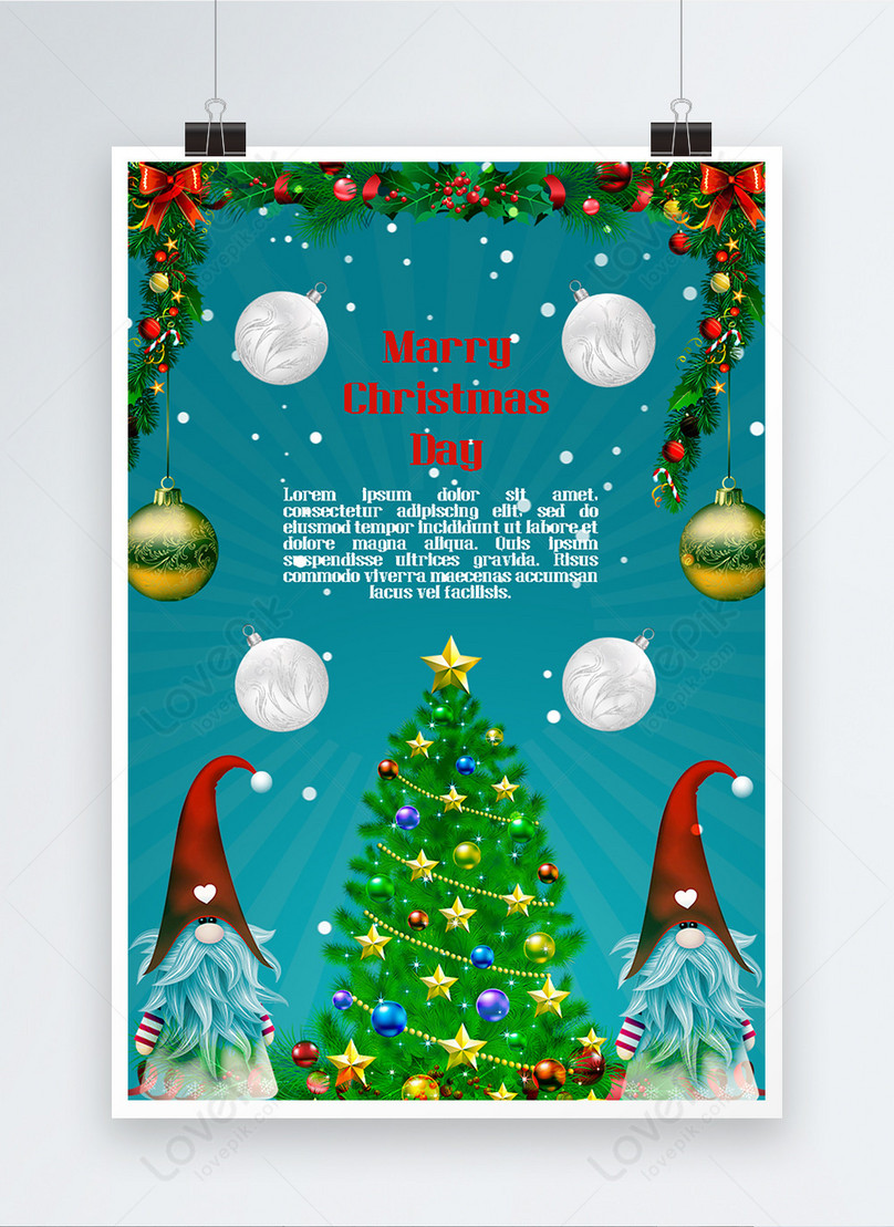 Green merry christmas poster template image_picture free download ...