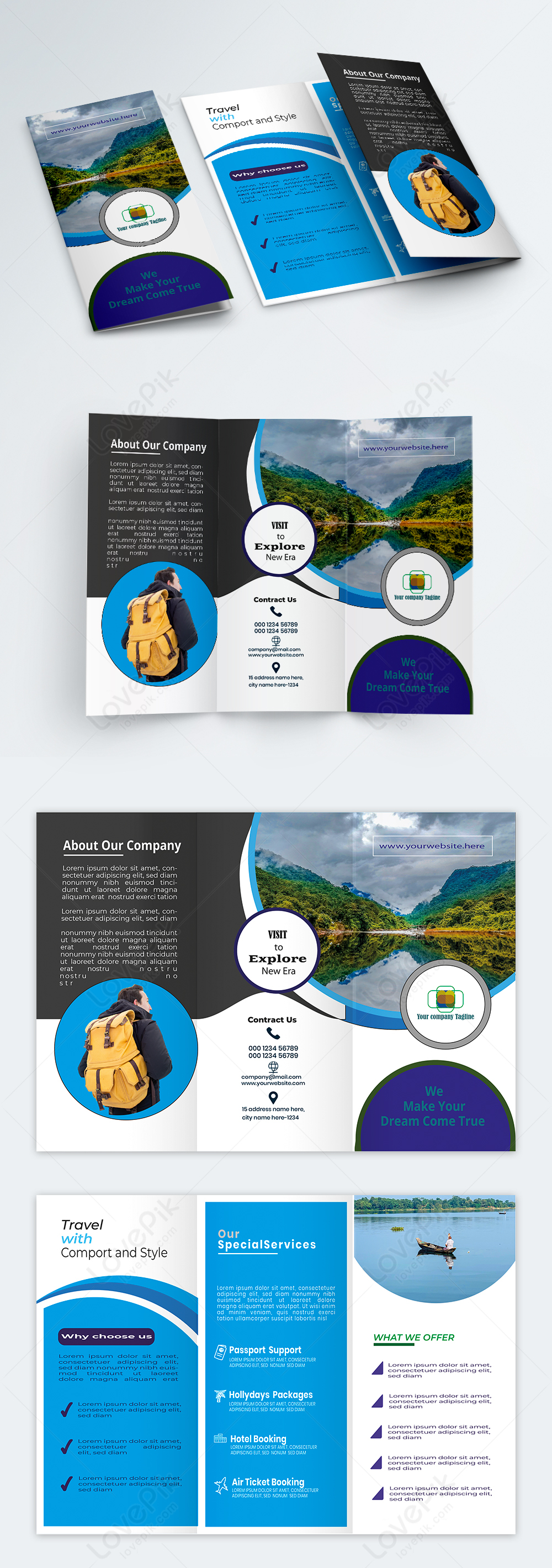 Trifold brochure design travel template image_picture free download ...