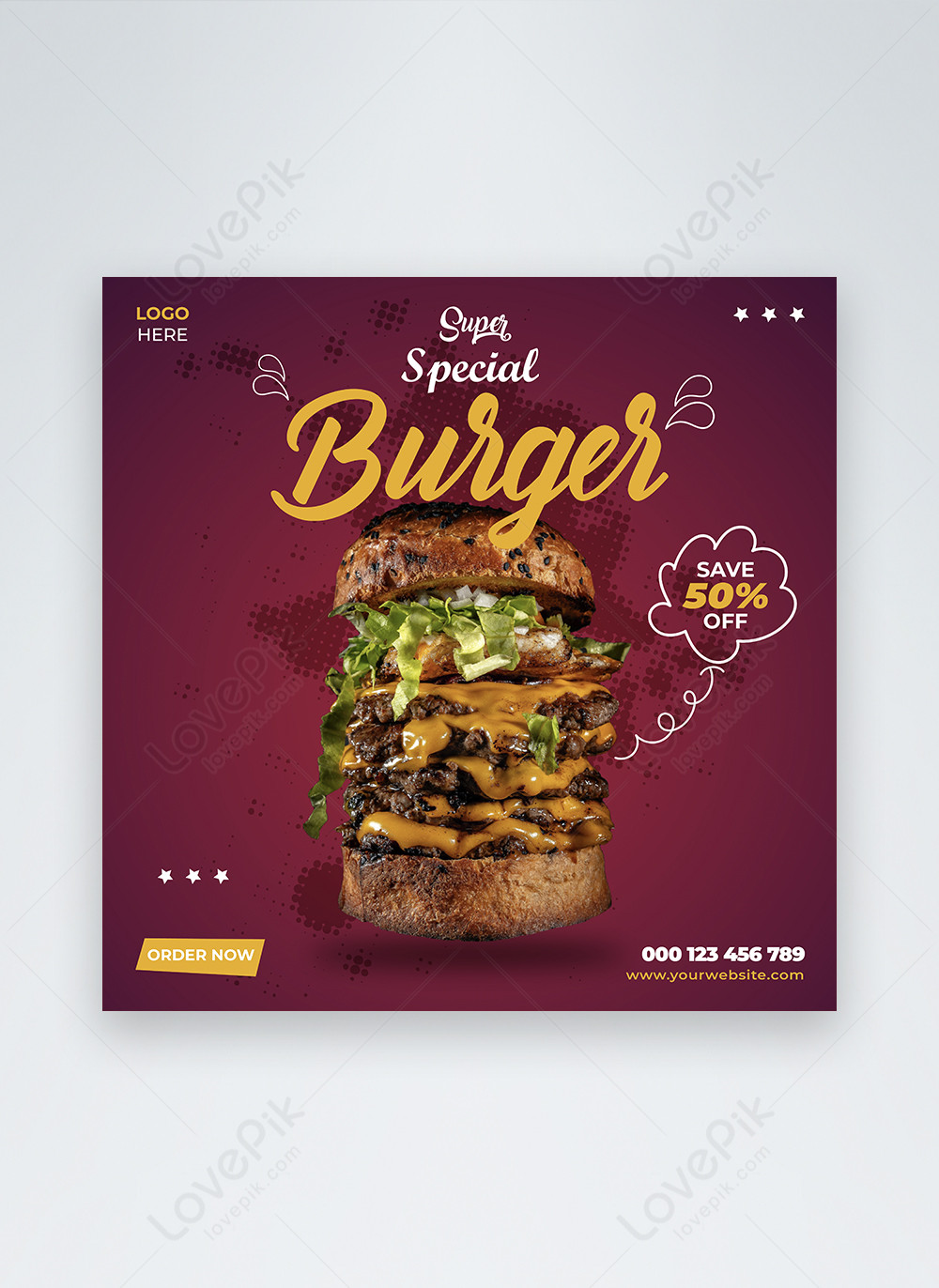 Template Posting Media Sosial Burger Super Spesial Untuk Diunduh Gratis Lovepik 