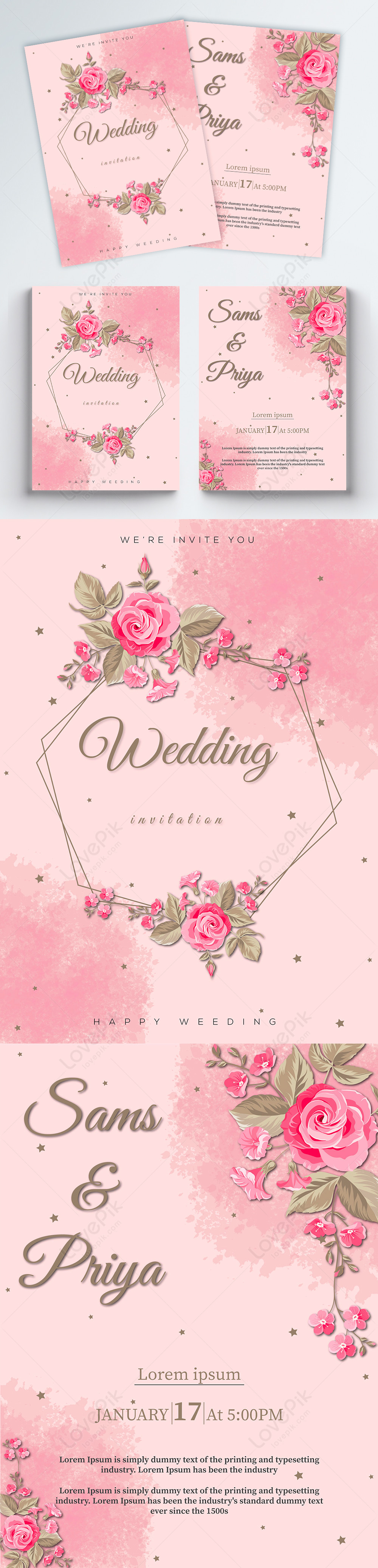 Pink wedding invitation card template image_picture free download ...