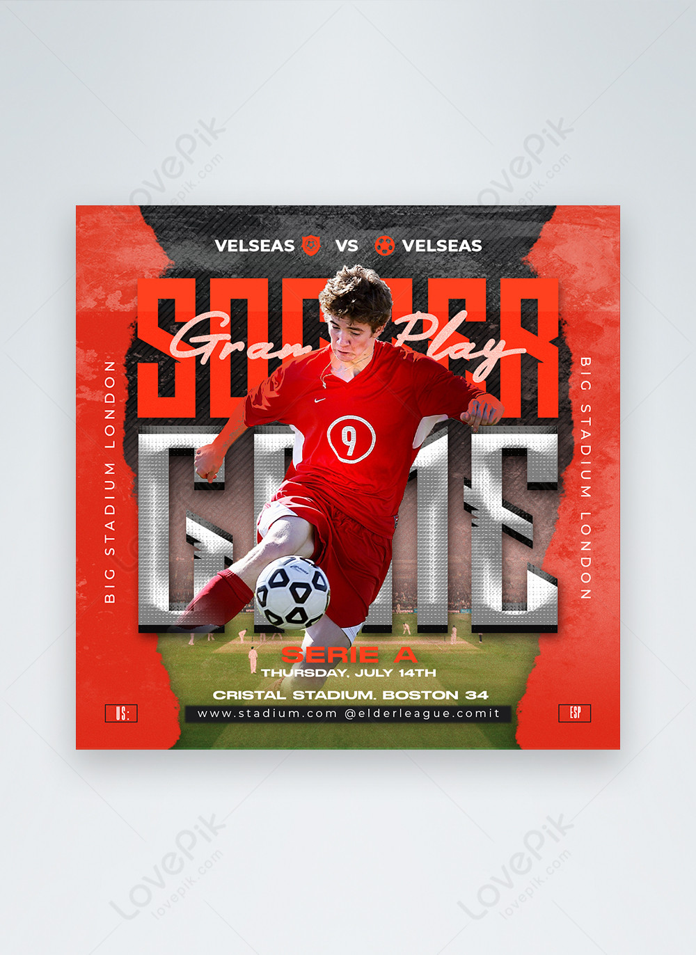 Premium PSD  Soccer man of the match social media flyer banner