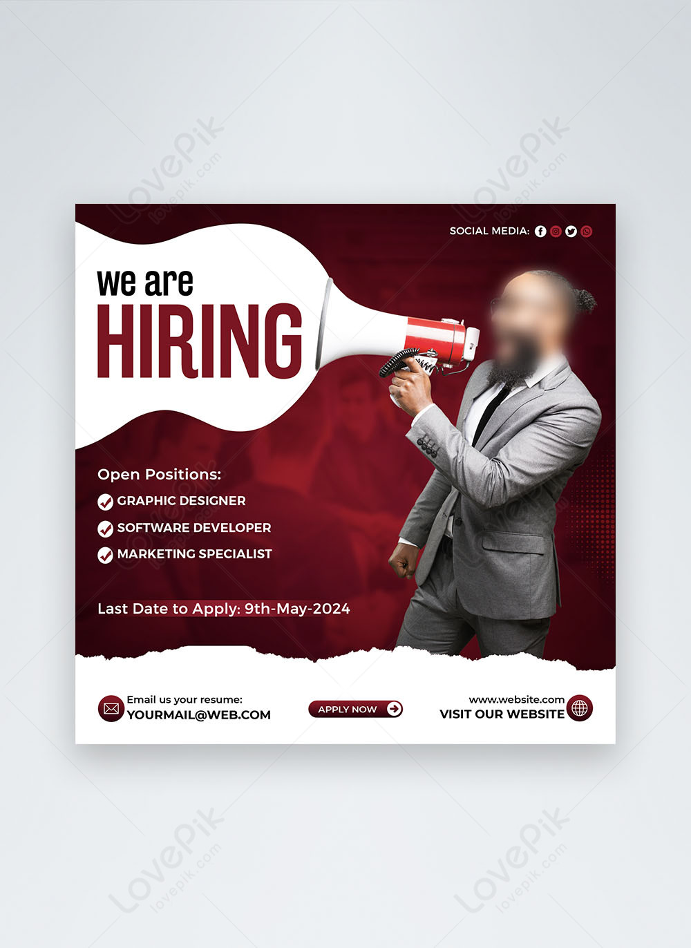 We we are hiring or job vacancy social media post template image ...